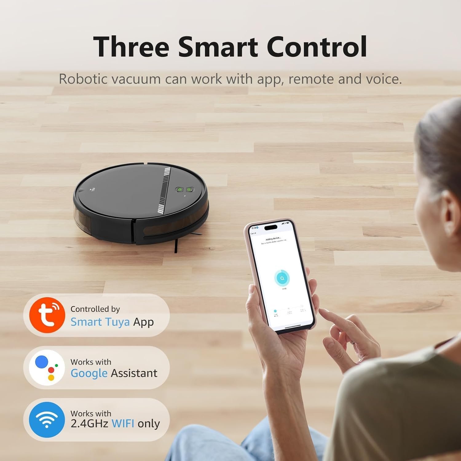 Robot Vacuum & Mop Combo, 2‑in‑1 WiFi/App, Self‑Charging, Slim, for Hard Floors, Carpets & Pet Hair