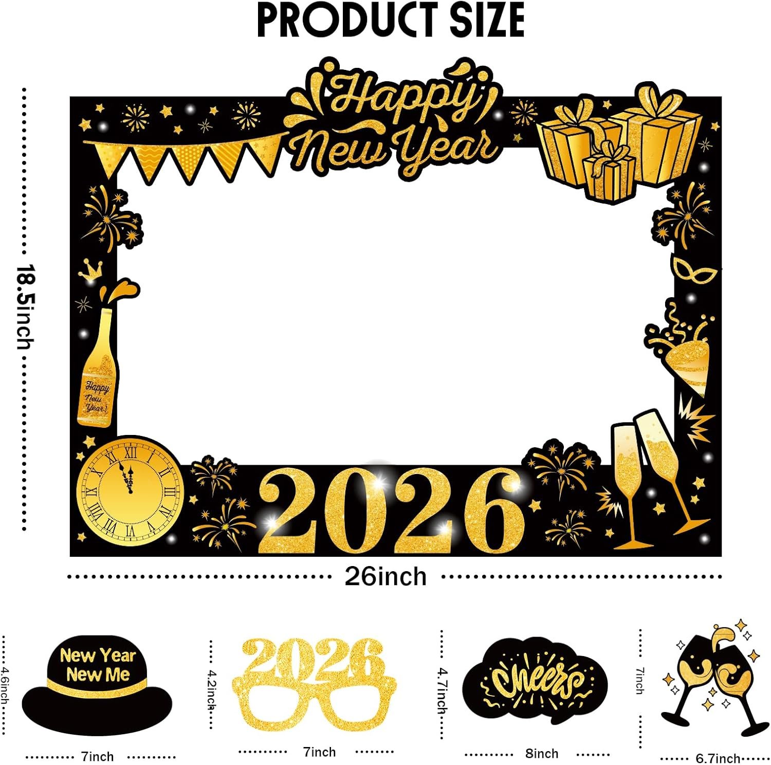 Glam New Year’s Eve 2026 Photo Booth Kit for Party Pictures