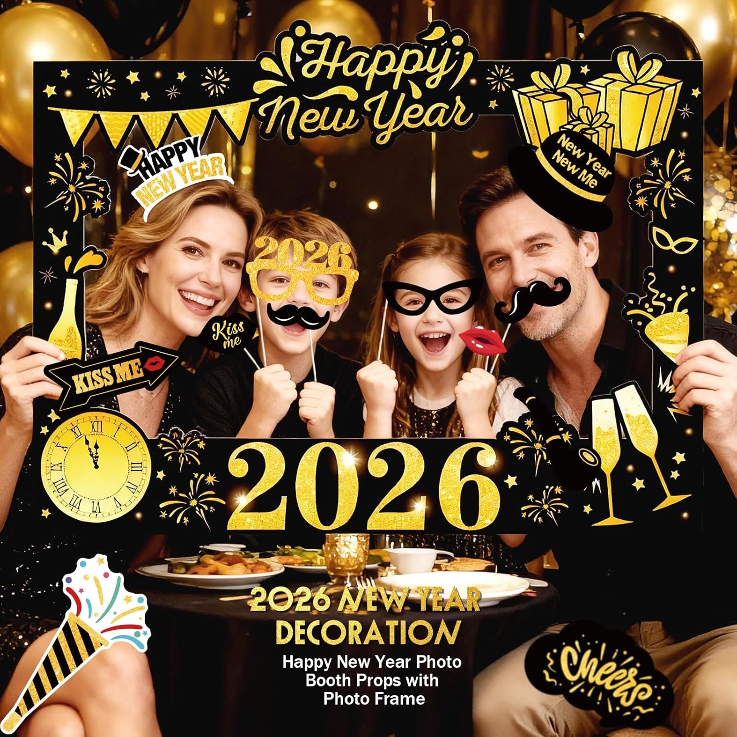 Glam New Year’s Eve 2026 Photo Booth Kit for Party Pictures