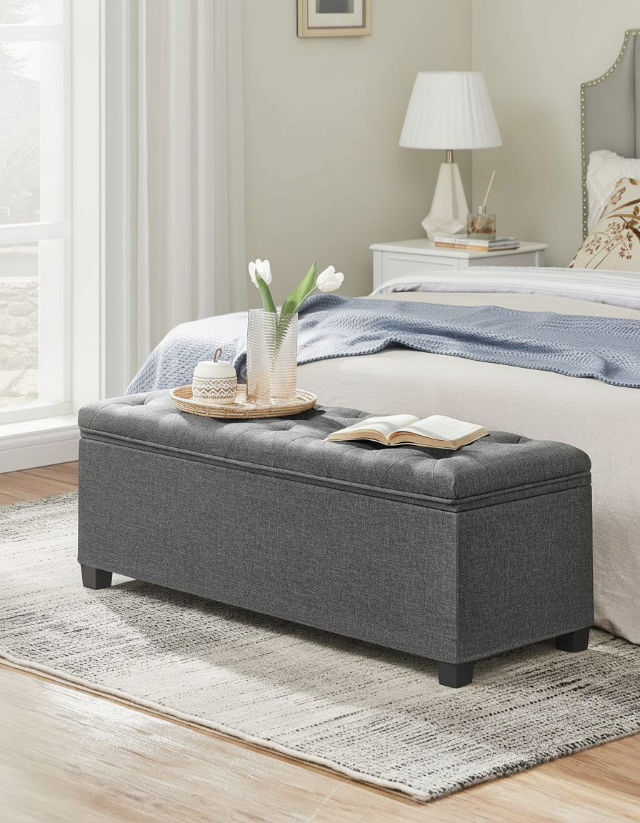 Storage Ottoman Bench with Legs, 43.3" End-of-Bed
