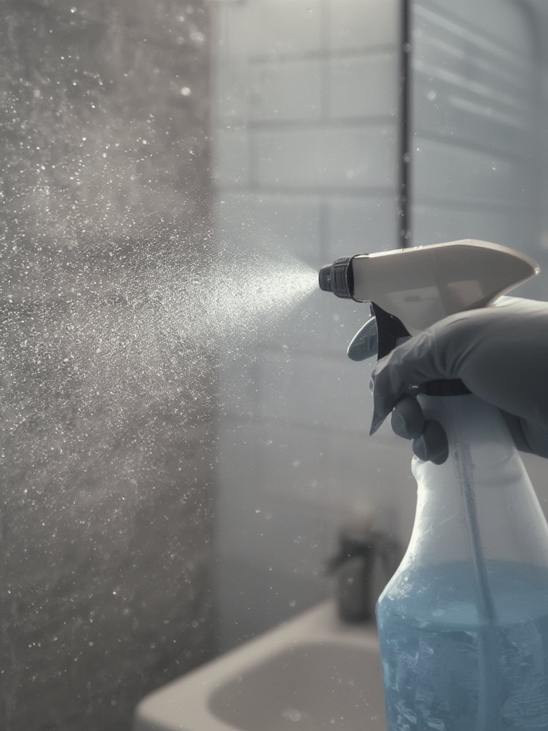 bleach sprayer in action