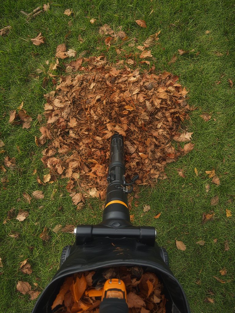 leaf vacuum in action