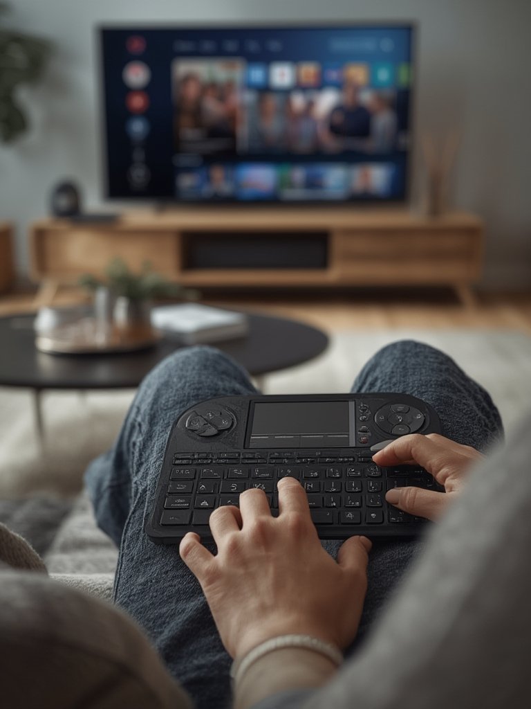 wireless keyboard in action