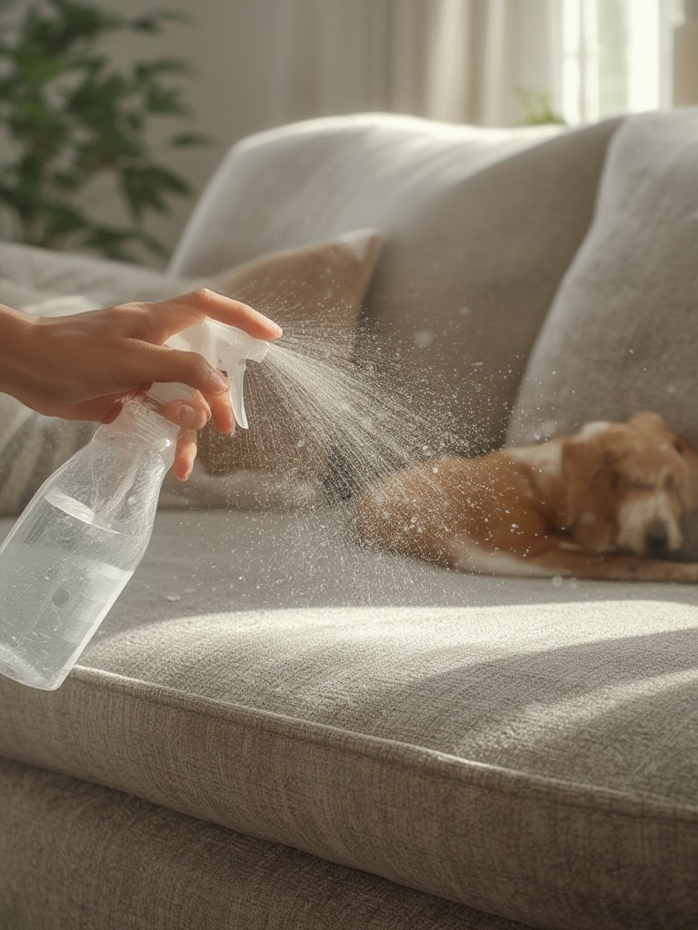 disinfectant spray in action