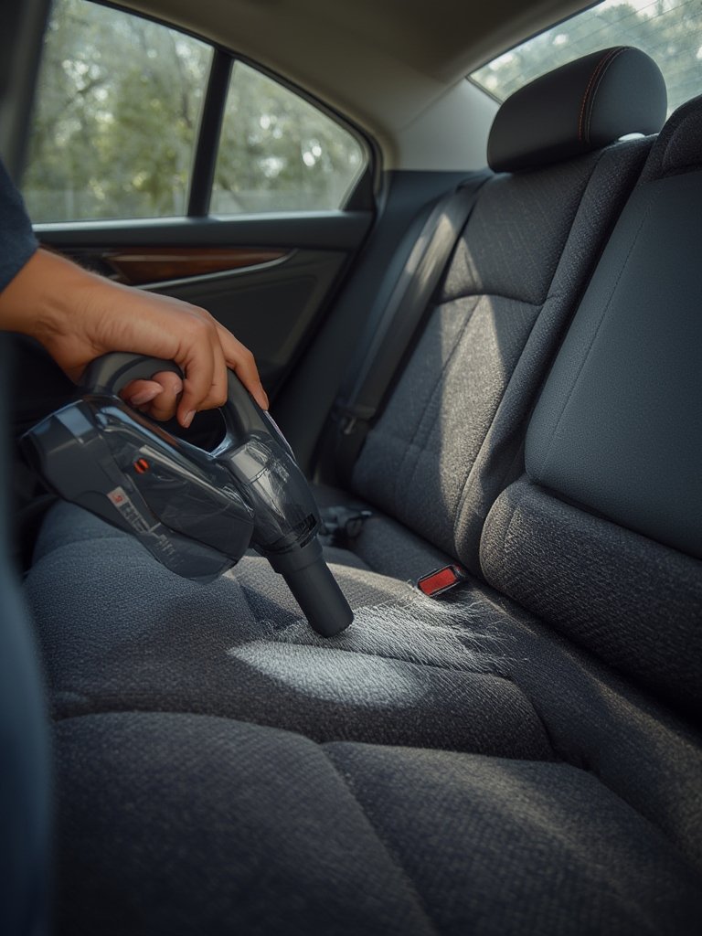 handheld vacuum in action