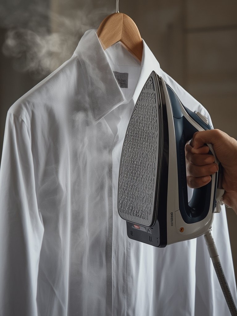 steam iron in action